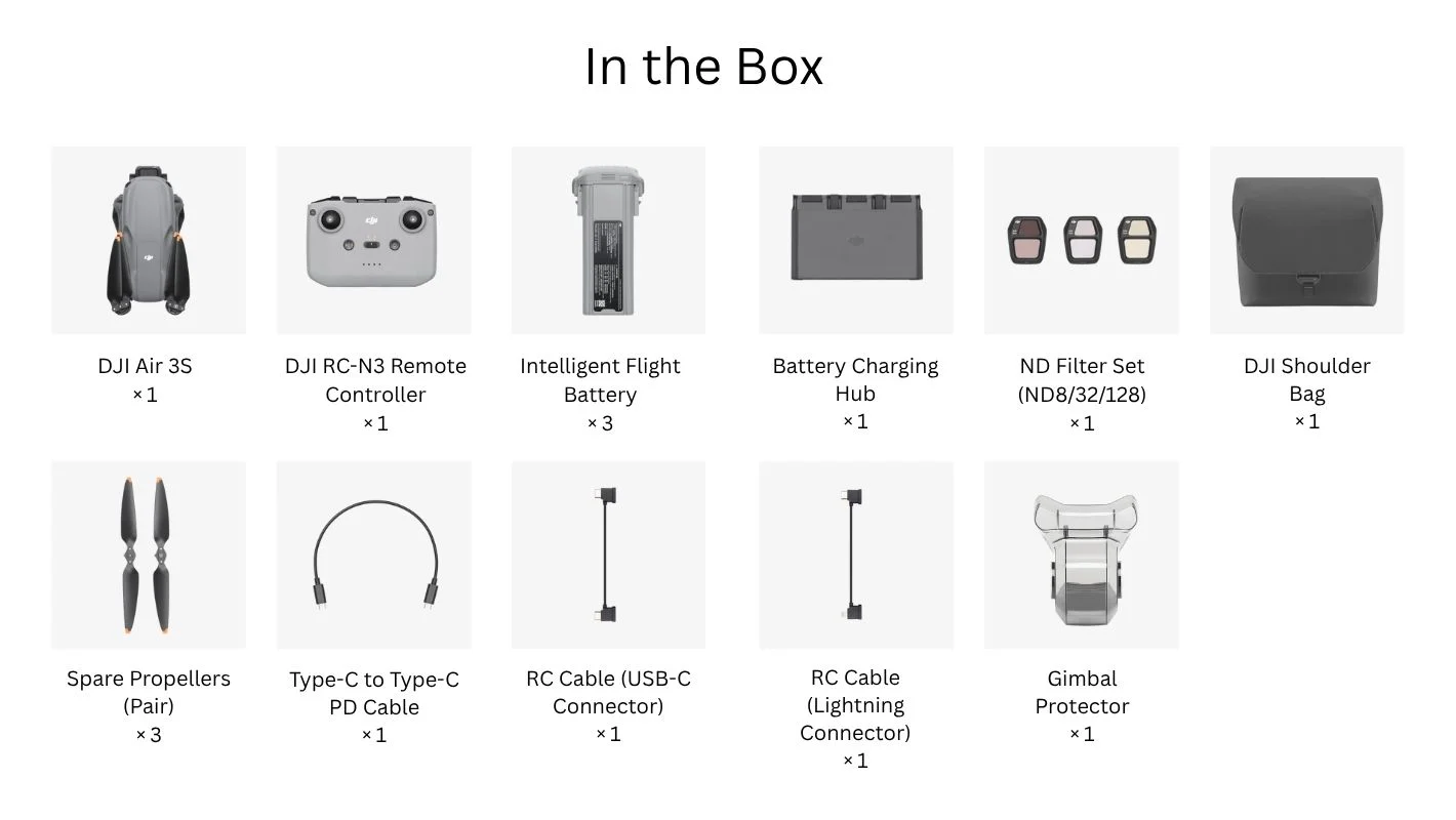 DJI Air 3S Fly More Combo (DJI RC-N3) - in the box 1