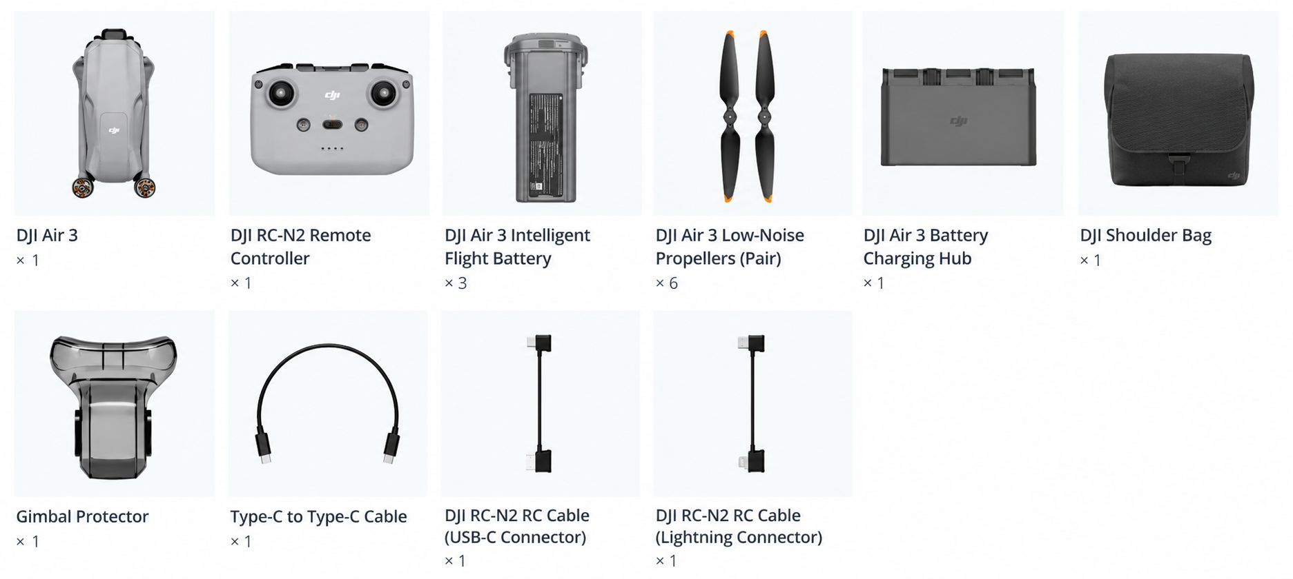 DJI Air 3 Fly More Combo (DJI RC-N3) - in the box 1