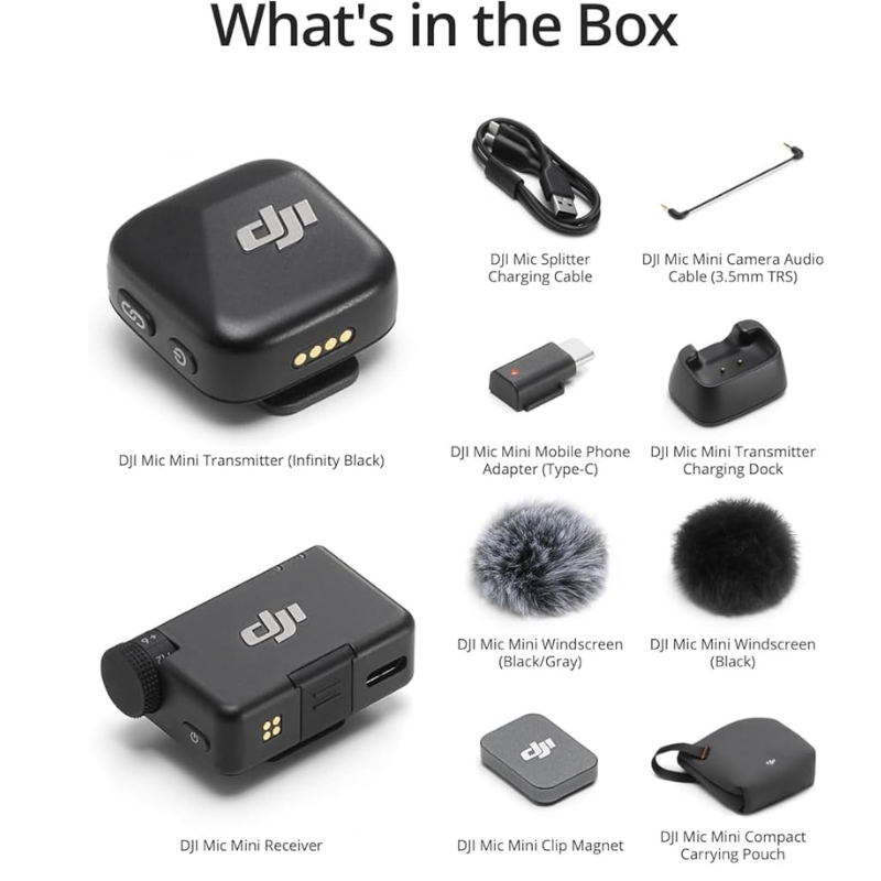 DJI Mic Mini Wireless (1 TX + 1 RX, Noise Cancelling, Ultralight)