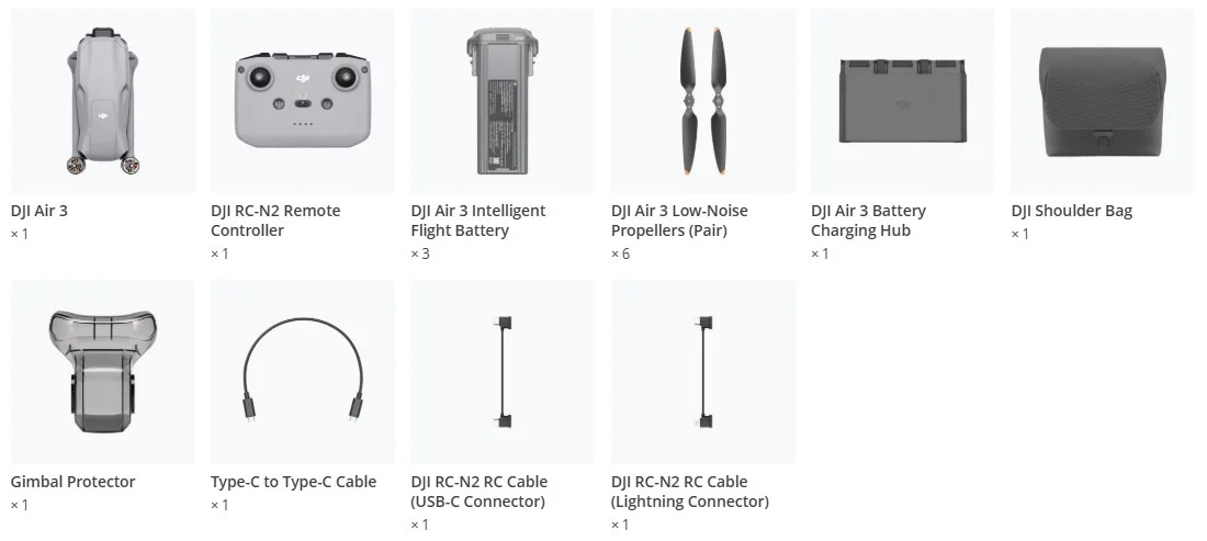 DJI Air 3 Fly More Combo (DJI RC-N3) - in the box 1